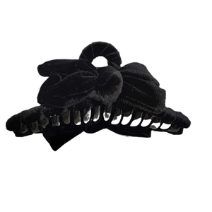 Large black velvet bow hair claw clip for thick hair elegant shark clip hair accessory