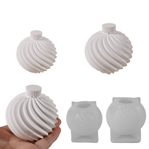 Spiral Striped Sphere Silicone Mold For Candle Making DIY Resin Plaster Craft 3D Geometric Aromatherapy Ornament