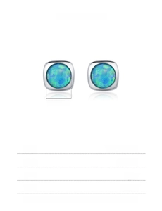 Detailed view of 5mm opal stud earring in 925 silver with dimension and weight specs
