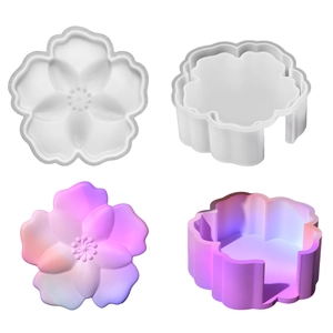 DIY cherry blossom silicone mold for handmade coasters and storage box casting