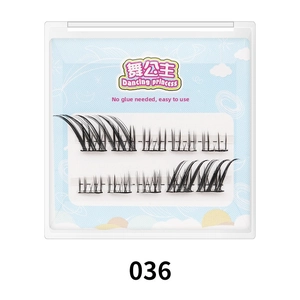 Macro detail of self-adhesive segment false eyelashes in a portable white square case