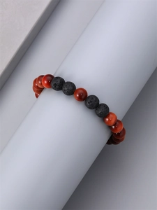 Tiger eye and lava stone beaded bracelet for men with 8mm natural polished stones