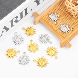 Sunflower Sun Pendant Stainless Steel 18K Gold Plated Polished Waterproof For DIY Jewelry Making Necklaces Bracelets