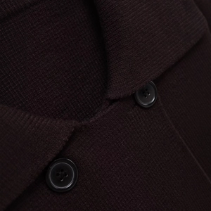 Cardigan en tricot à double boutonnage de style britannique avec col à revers brun