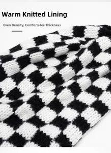 Close-up of thick checkered knit lining showing high-density weave and soft texture