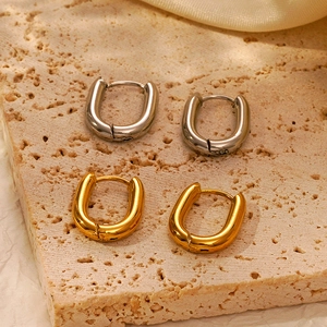 Geometric Oval Hoop Earrings Stainless Steel 18K Gold Plated Minimalist Lightweight Fashion Jewelry Accessories For Women