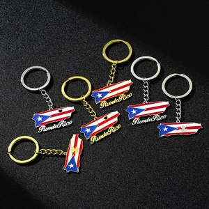 Puerto Rico Pennsylvania Map Flag Pendant Keychain Titanium Steel Enamel Heart Coqui Frog Souvenir Ethnic Gift Men Women