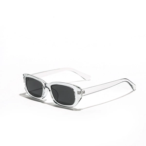Retro transparent rectangle sunglasses with dark lenses for men and women outdoor use