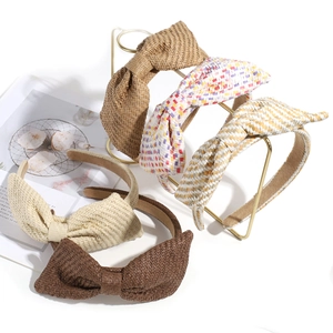 Woven Straw Style Bowknot Headband Wide Fashion Simple Hairband For Women Commute Hair Accessories