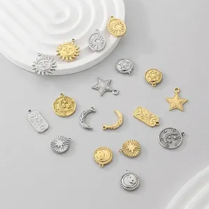 Celestial Sun Moon Star Pendants Stainless Steel Charms For DIY Jewelry Necklaces Simple Geometric Style For Women