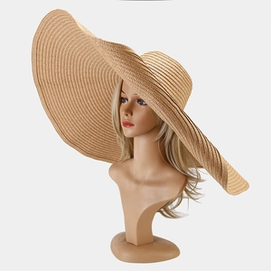 Extra wide brim khaki straw sun hat for women featuring fine spiral woven texture