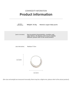 Detailed size chart for irregular pearl collar necklace with 11.5cm diameter measurement