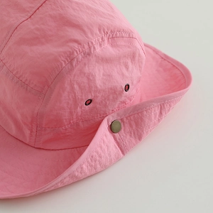 Pink quick-dry sun hat for children with breathable vents and wide brim for outdoors