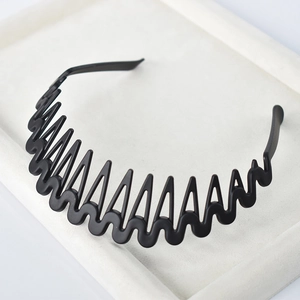 Diadema ondulada negra con dientes para mujer, accesorio para el pelo versátil y sencillo
