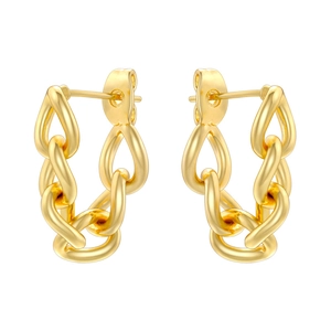 Minimalist 18K gold plated chain link hoop earrings with vintage polished finish