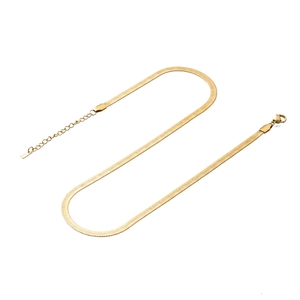 Elegant gold snake bone chain necklace in stainless steel with adjustable lobster clasp