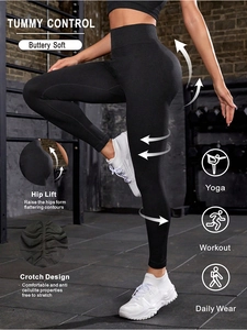 High waist yoga leggings with tummy control and hip lift design for a buttery soft feel