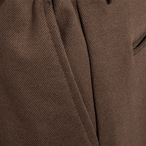 Men's casual coffee brown business trousers in thick twill fabric with detail stitching