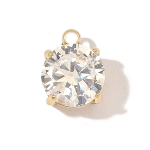 Classic round cubic zirconia pendant with gold plated stainless steel four-prong setting