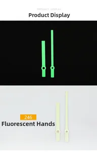 Macro view of fluorescent clock hands model 246 showing luminous glow in the dark