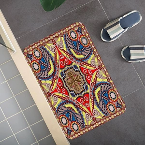 Detailed bohemian mandala pattern on a rectangular absorbent flannel door mat