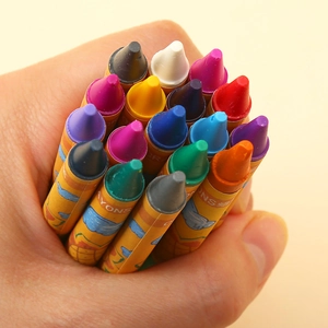 Vibrant cartoon crayons in multiple colors for children's creative drawing and art