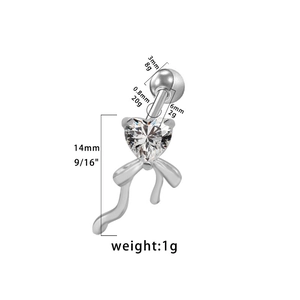Tabella delle taglie dettagliata per piercing ombelico a cuore con misure precise