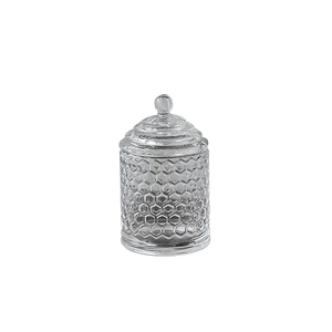 European style glass honeycomb storage jar with decorative lid for candy and snacks