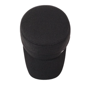 Classic black wool cadet cap for men featuring a flat top and structured warm ear protection