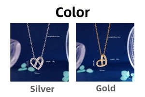 Détails du collier avec pendentif en cœur avec spécifications en argent et en or