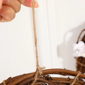 Handmade brown rattan wreath with twine rope hanger for Christmas wall door decoration