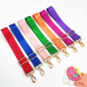Multi-color nylon wide adjustable shoulder straps with gold metal hooks and buckles
