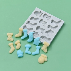 Christmas stocking and glove silicone mold for baking with 12 cavities for DIY cakes