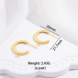 S925 sterling silver C-shaped gold hoop earrings featuring professional size 20mm dimensions