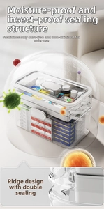 Three-layer foldable medicine box with airtight seal for moisture-proof home drug storage