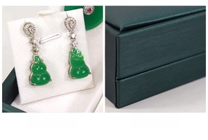 Detailed macro of green brushed PU leather jewelry box texture and soft velvet lining