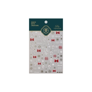 3D Christmas nail stickers with snowflakes and red bows, model M-819 on white background
