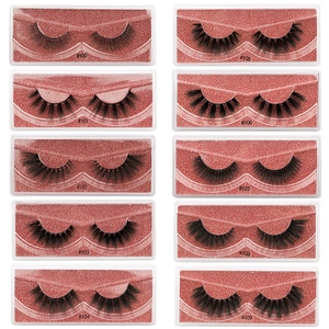 Set of 10 pairs 3D voluminous false eyelashes in glitter cases from #100 to #109