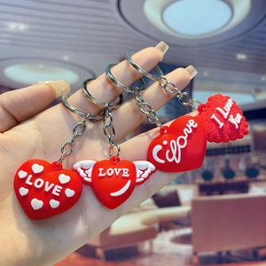 Red Heart Shaped Keychain PVC Soft Rubber Love Letter Pendant Bag Backpack Ornament Cute Jewelry Gift For Lovers