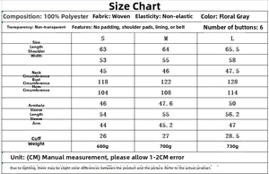 Detailed size chart for bomber jacket with 100% polyester fabric and measurements