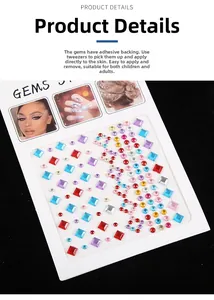 Close-up of assorted colorful self-adhesive rhinestones for face and nail art design