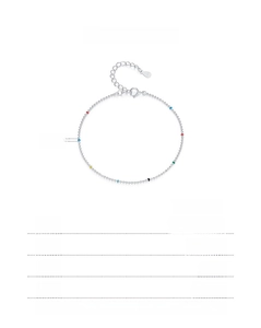 Detailed size specifications and material attributes of the colorful S925 silver beaded bracelet