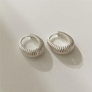 French style 925 sterling silver hoop earrings with vintage twisted croissant design