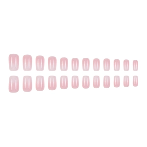 Lot de 24 faux ongles carrés dégradés rose avec une finition translucide naturelle