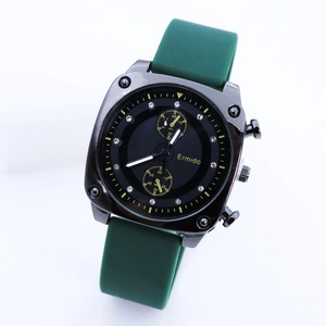 Fashion Square Quartz Watch Alloy Case Silicone Strap Rhinestone Markers Casual Wristwatch For Men Students Novelty