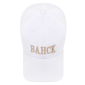 Klassische weiße Baumwoll-Baseballkappe mit goldener Stickerei und gebogenem Schirm