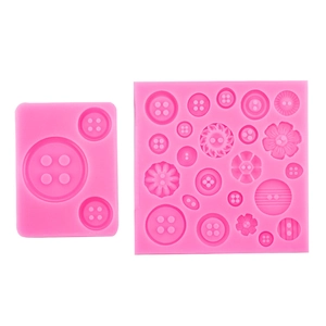 Pink silicone button molds for DIY baking and resin crafts in various shapes and sizes