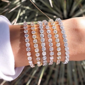 Classic tennis bracelet stack with round cubic zirconia in gold silver and rose gold