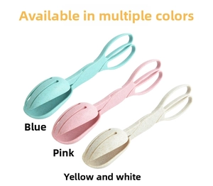 Detail of wheat straw food tongs with scissor handles and slotted spoon design
