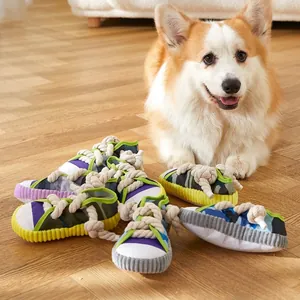 Giocattolo sonoro a forma di scarpa con corda di cotone per pulizia denti e noia